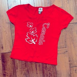 KALSON women’s v-neck Canada‎ T-shirt, Red, size XL